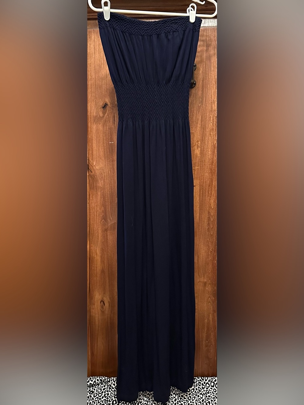 Active Basic Strapless Navy Blue Maxi Dress